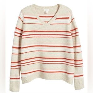 CASLON Stripe V-Neck Sweater size S NWT